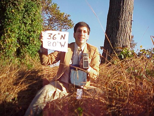 Joseph Kerski at the confluence site on a beautiful autumn Sunday morning.