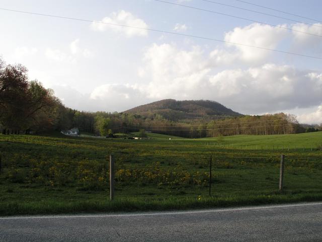 36N 82W sits southwest of the high point of Buck Hill, seen here from 1.5 miles away from Highway 194.