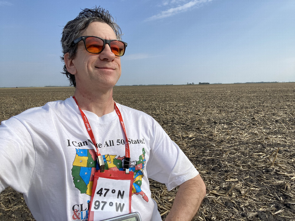 Joseph Kerski at the confluence point.