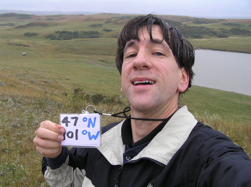 Soggy but successful arrival at the confluence point.