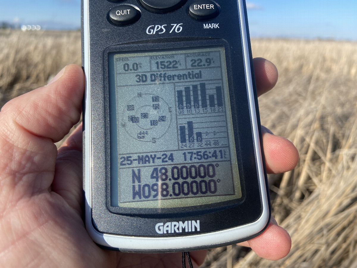 GPS reading at the confluence. 