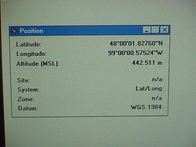 Coordinates from Trimble GPS and Garmin Sonar monitor aboard the North Dakota Game and Fish Department boat.