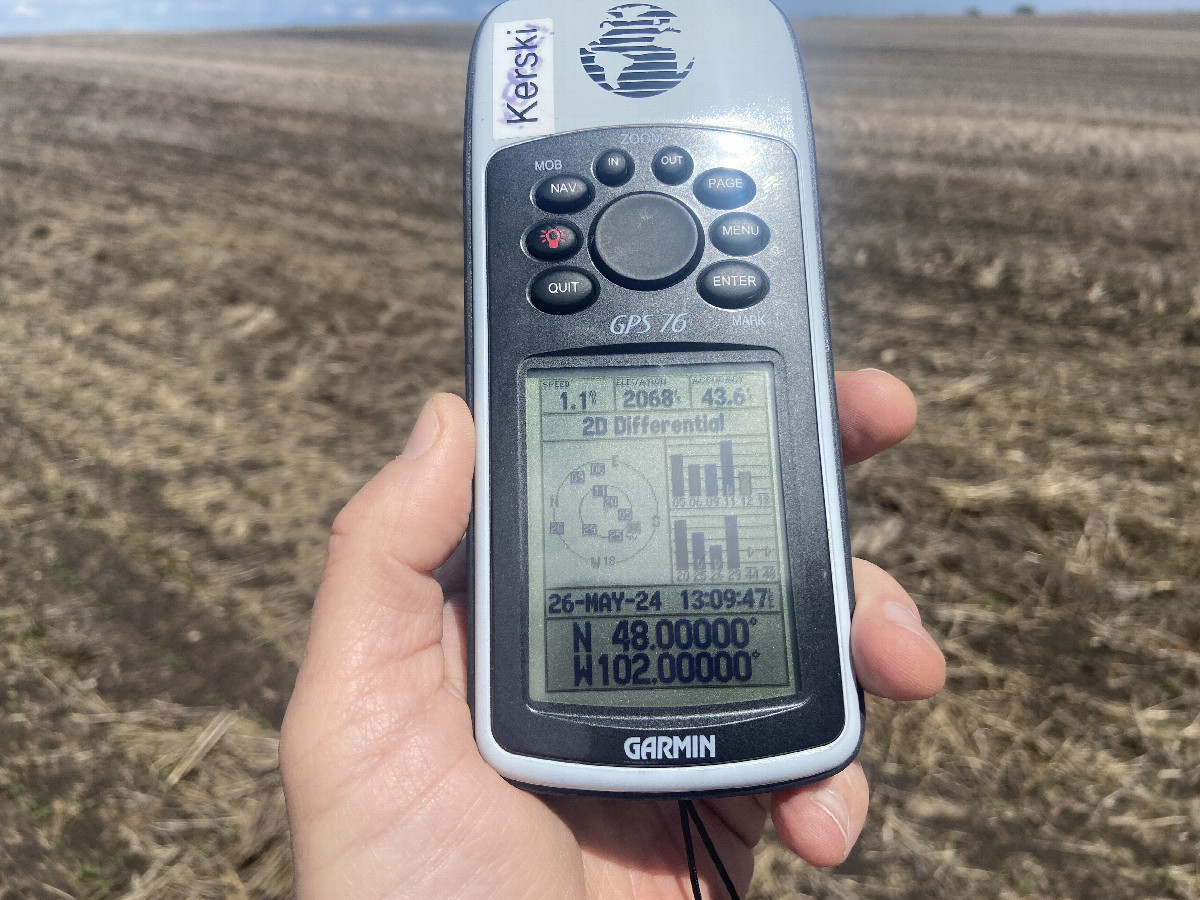 GPS reading at the confluence point. 