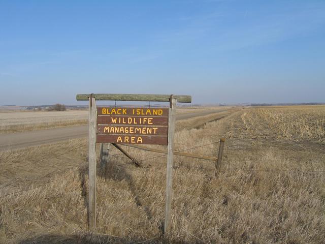 Entrance to Black Island Wildlife Management Area and the confluence