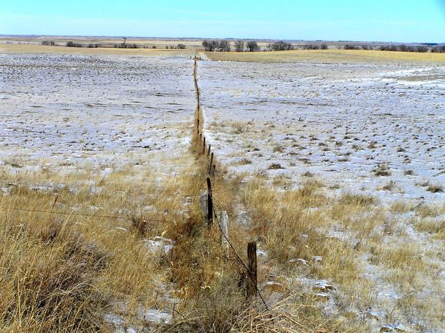 Looking north toward starting point of hike, from the edge of the sand hills, 500 meters north-northeast of the confluence.