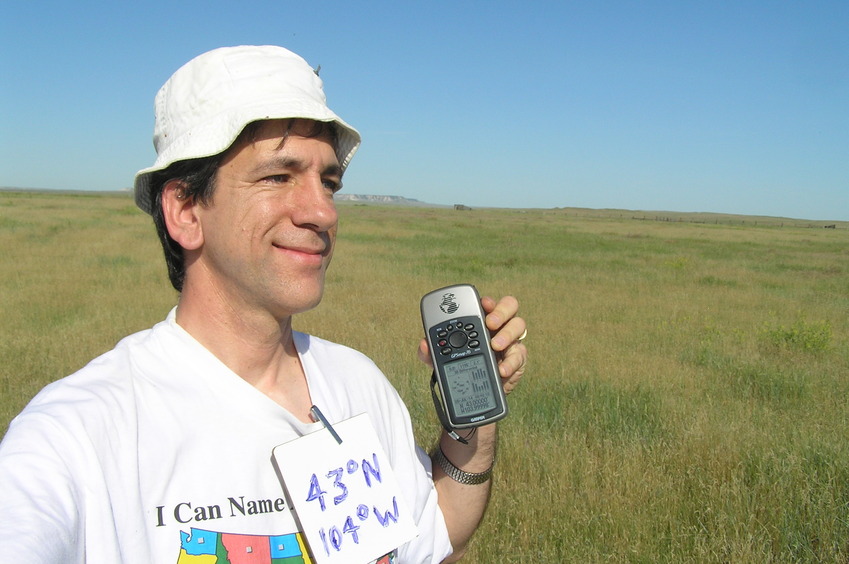 Joseph Kerski at the confluence point.