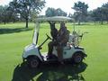 #7: Doug Davis, Riverton Country Club greenkeeper, and golf course dog, in a view looking to the east from the confluence.