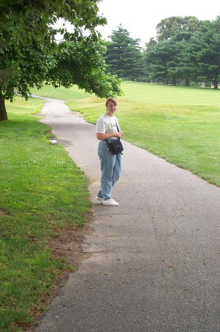 Michelle on the path (within a few meters of the confluence)