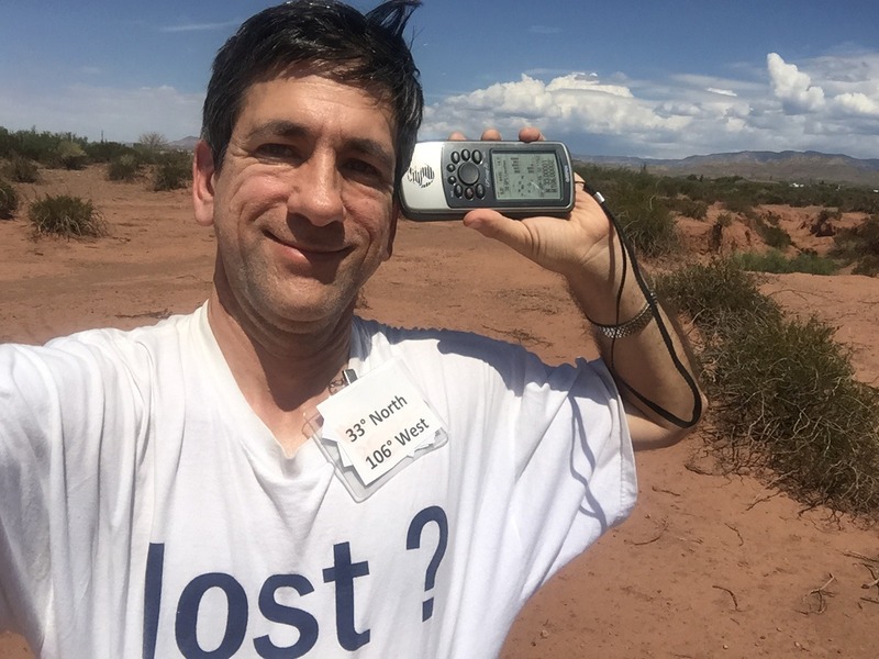 Joseph Kerski at the confluence site. 