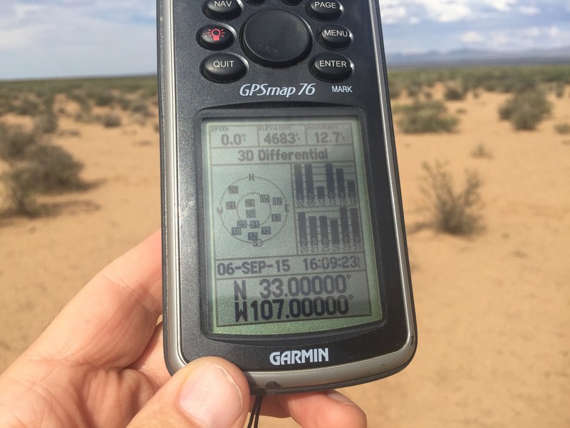 GPS reading at the confluence point.