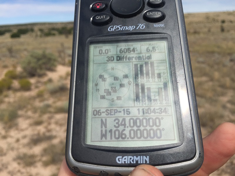 GPS reading at the confluence site. 