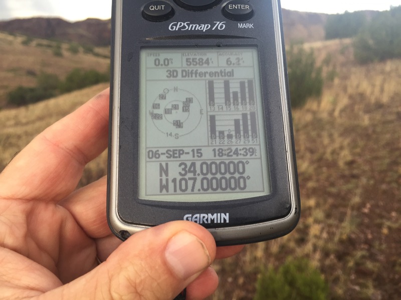 GPS reading at the confluence point.