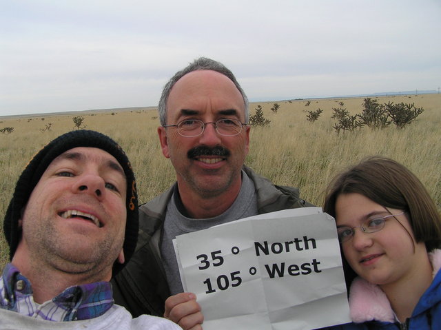 Joseph Kerski, Norman Luepschen, and Lilia Kerski celebrate confluence victory.