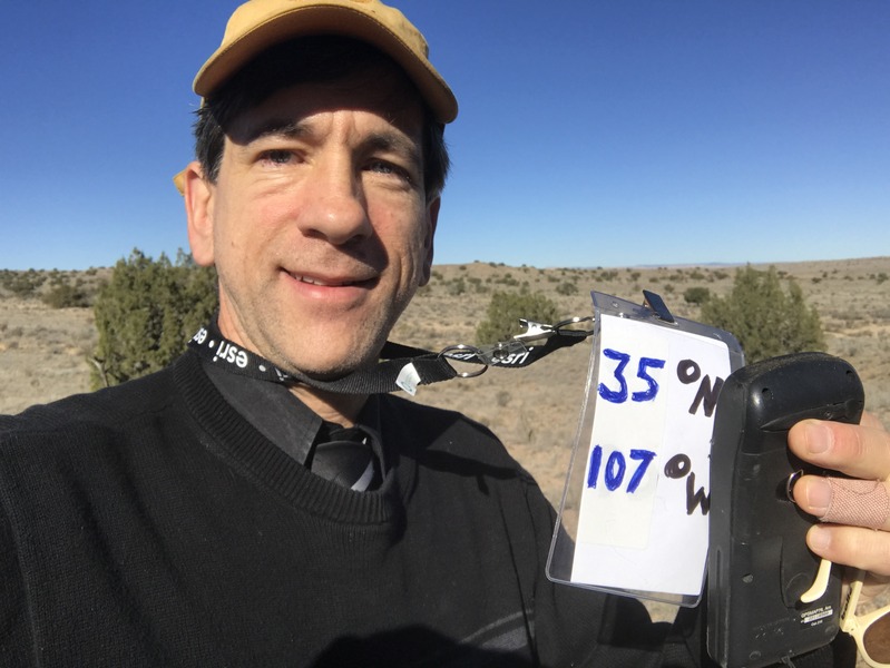 Joseph Kerski near the confluence point. 