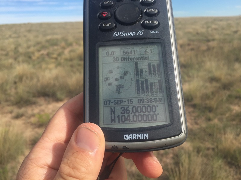 GPS reading at the confluence point.