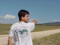 #2: Joseph Kerski, clad in his "Without Geography, Where Would You Be?" shirt, points toward confluence from the southeast.