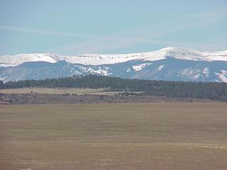 #1: View from the confluence to the west and the Sangre de Cristo Mountains.