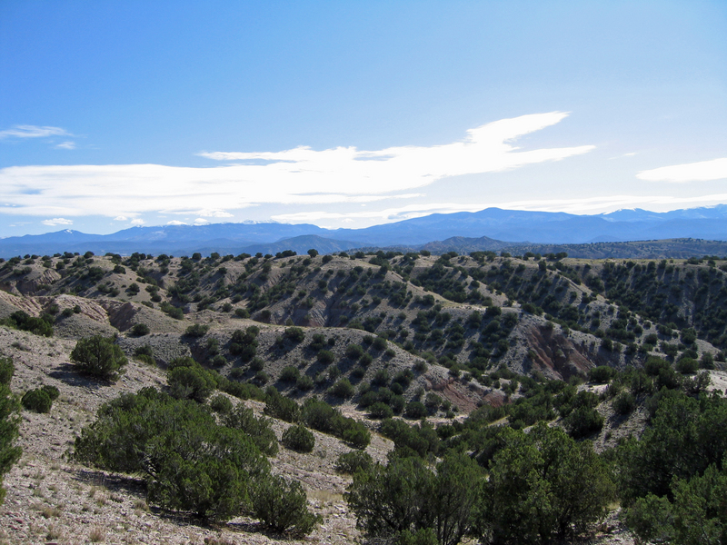 East from trail at crest of hill above confluence