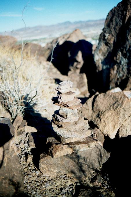 Rock cairn marking the confluence.