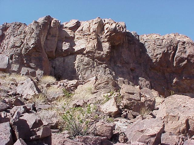 View of the confluence looking north at the bluff the confluence sits on.