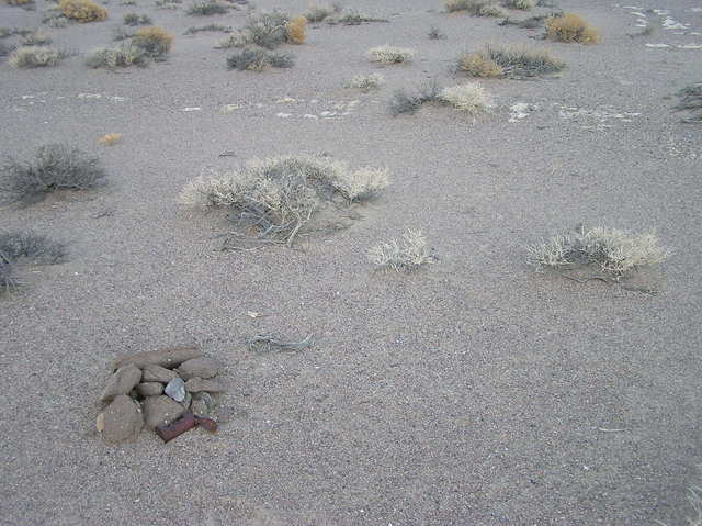 A view of the confluence point (including a cairn left by a previous visitor)