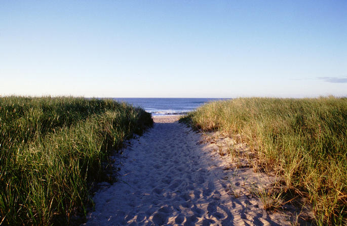 Approaching the confluence through sand dunes.  The confluence is straight ahead 2/3 of a mile.