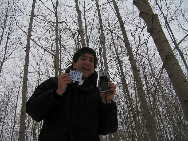 Joseph Kerski at the confluence of 43 North 76 West.