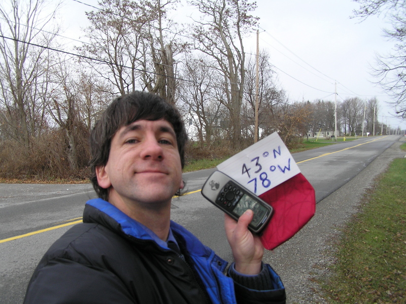 Joseph Kerski at the confluence of 43 North 78 West.