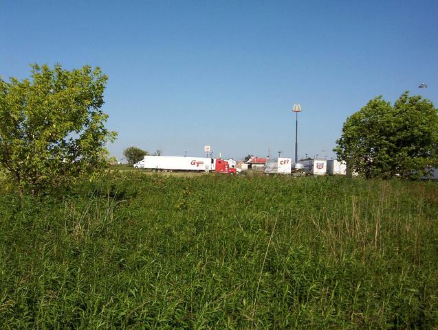 View to the east and the truck parking area