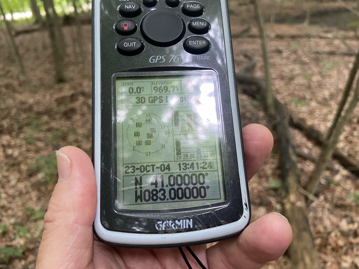 GPS reading at the confluence point. 