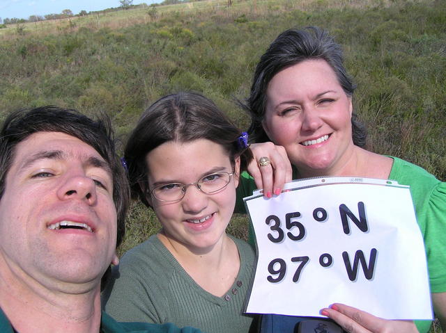 Joseph Kerski, Lilia Kerski, and Barbaree Duke at the confluence.