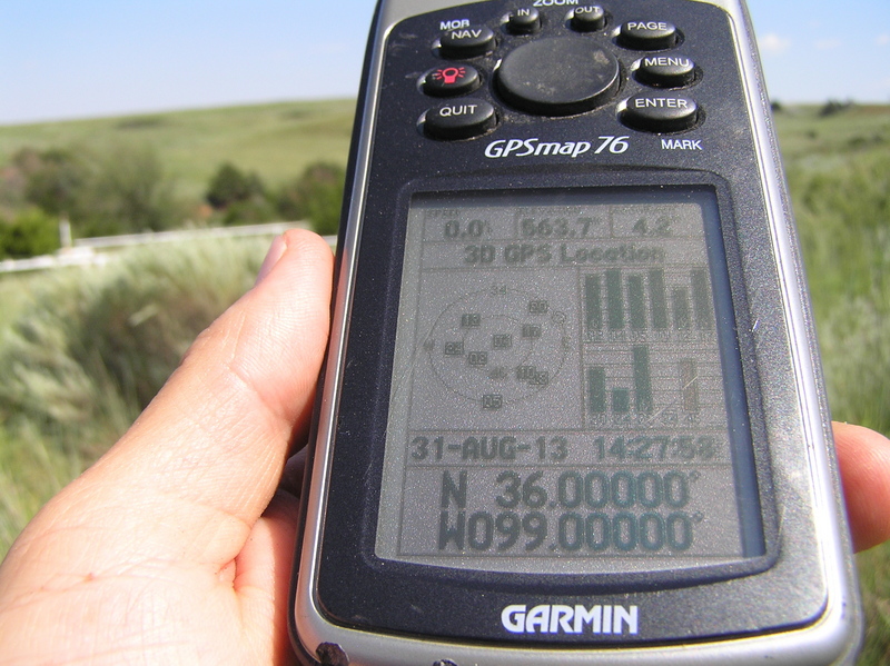 GPS reading at the confluence point.