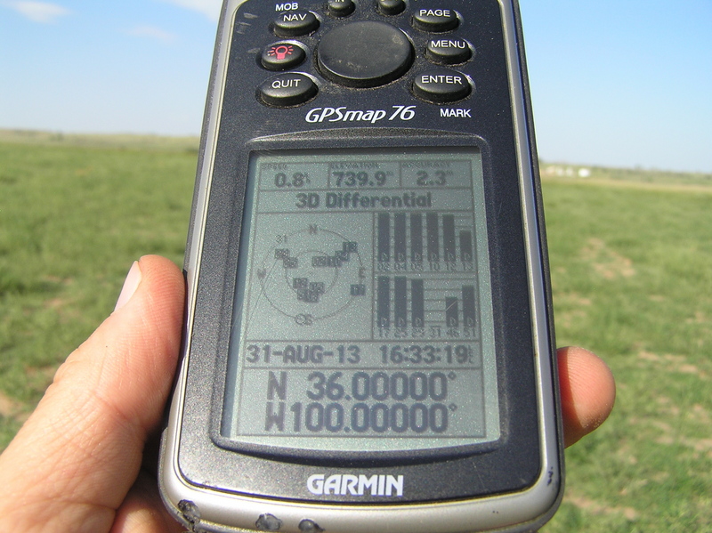 GPS reading at the confluence point.