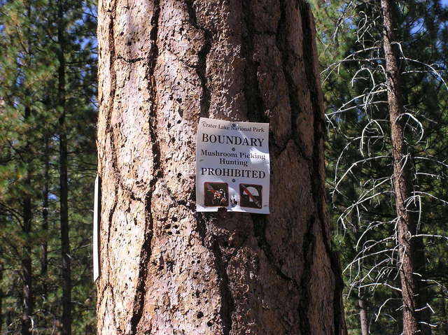 A National Park boundary sign nearby