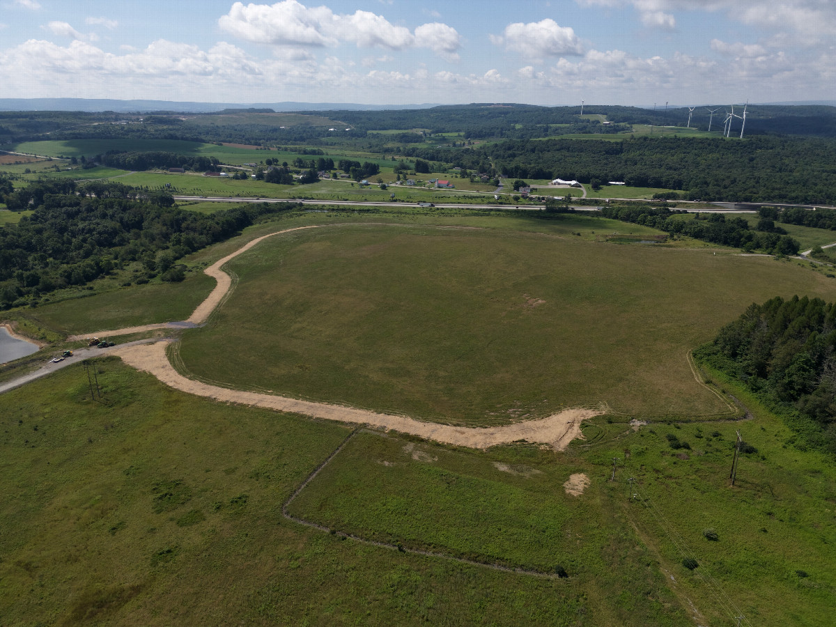 View South, from 120m above the point