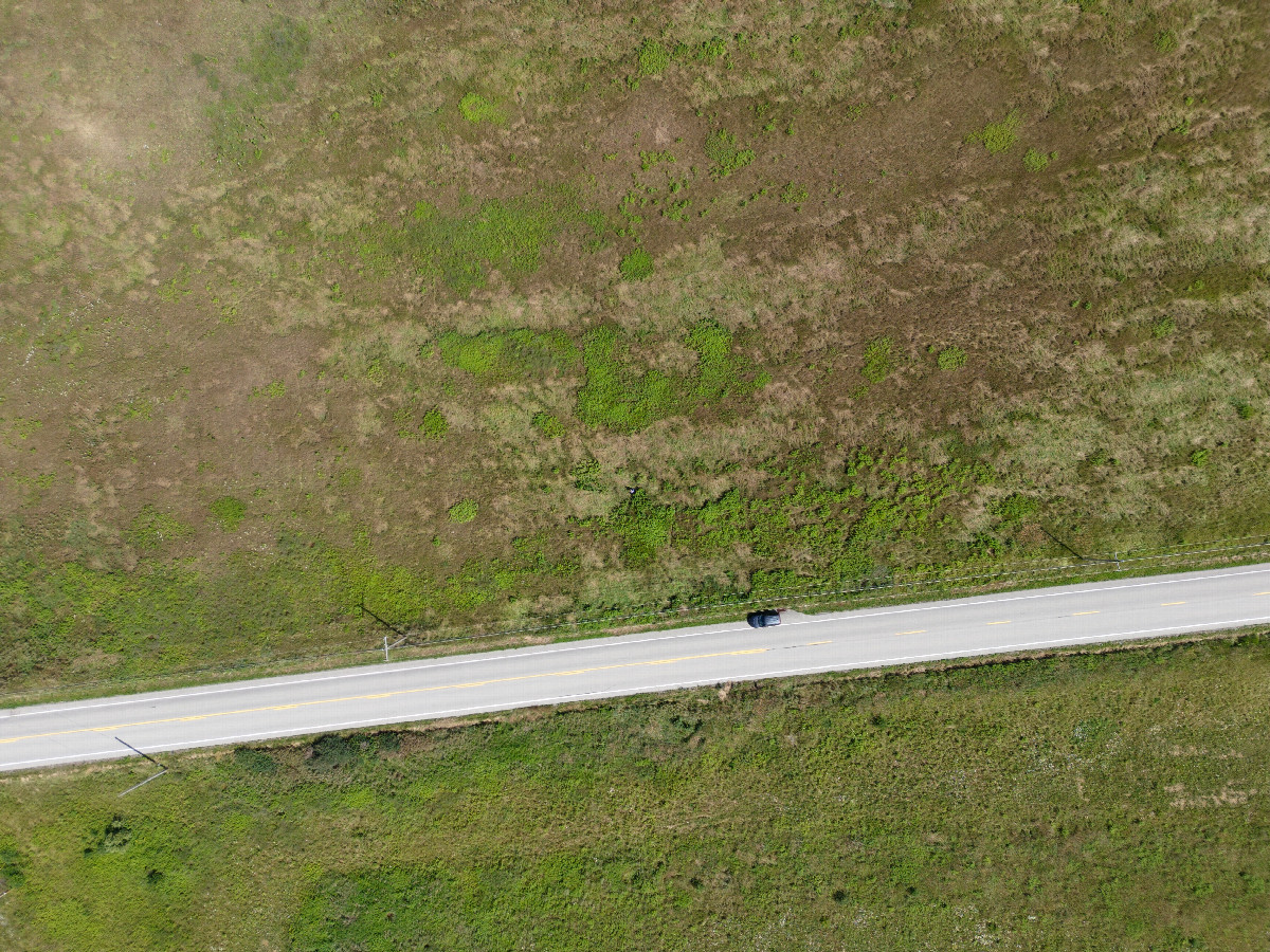 Looking down on the point from a height of 120m