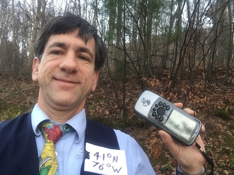 Joseph Kerski at the confluence point. 