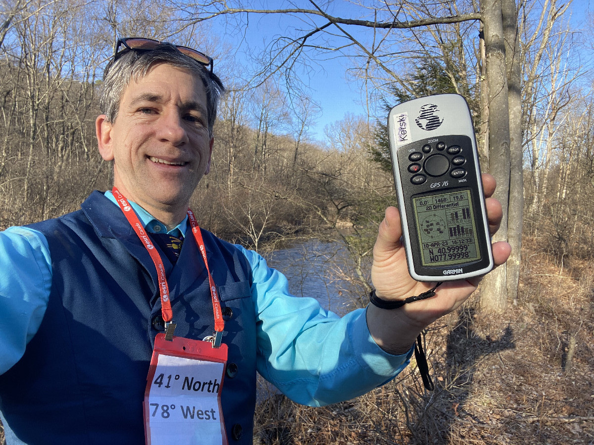 Joseph Kerski at the confluence point. 