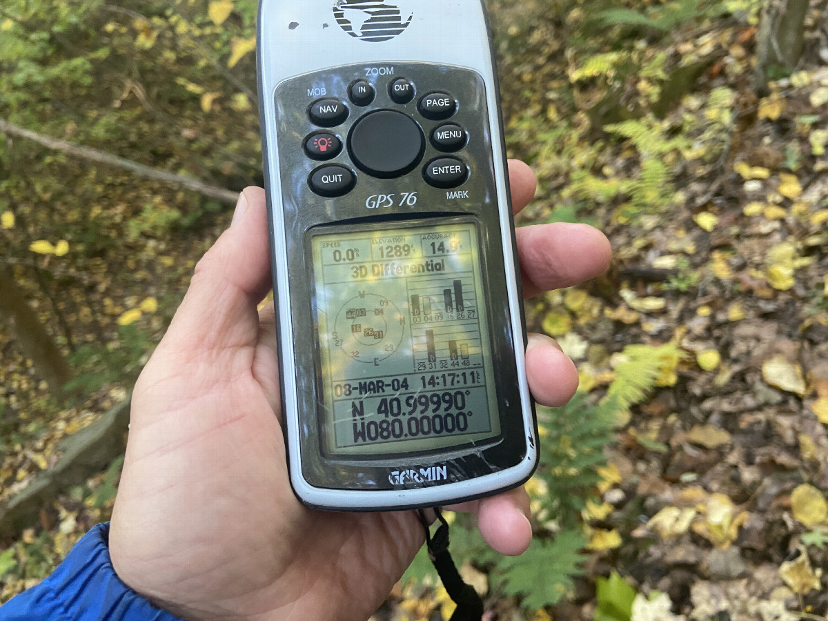 GPS reading at the confluence point. 