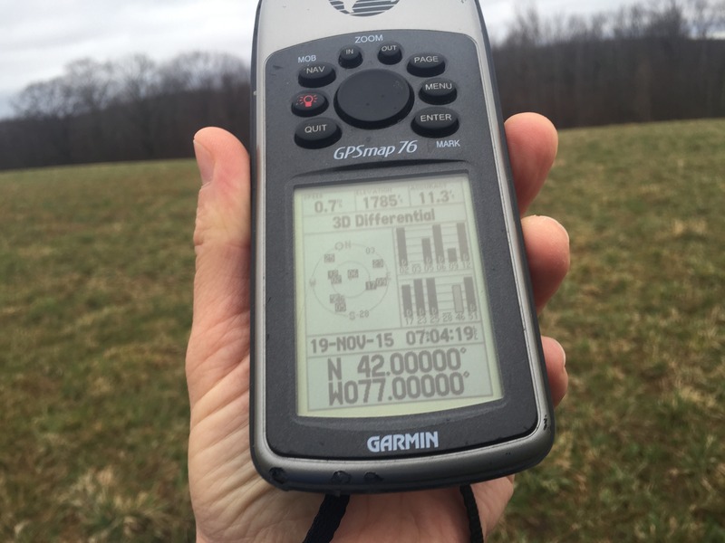 GPS reading at the confluence point. 