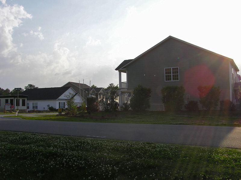 View West (into the setting sun, towards a recently-built residential area)