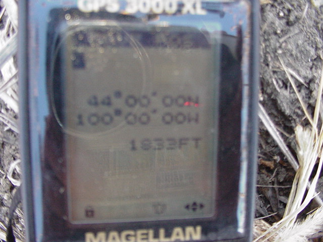 The GPS reading at the site.