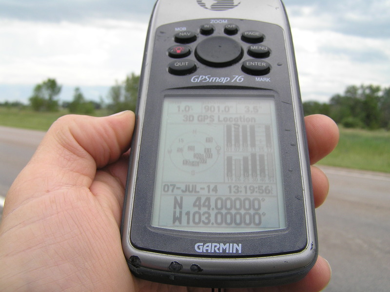 GPS reading at the confluence point.