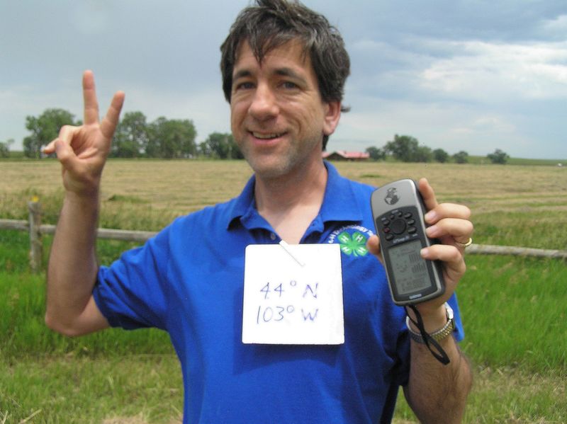 Joseph Kerski at the confluence point. 