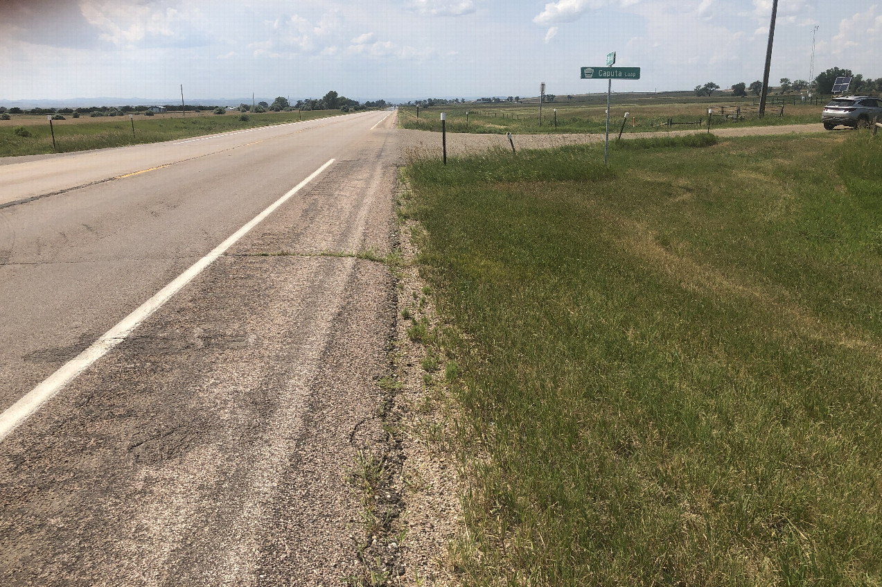 Looking  west from 44°N 103°W, to the SD 44 / Caputa Loop intersection).