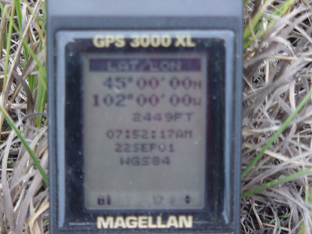 The GPS reading at the site.