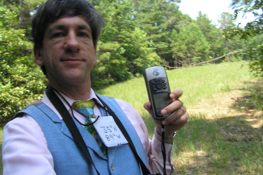 Joseph Kerski at the confluence point.