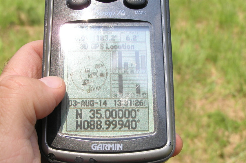 GPS receiver at confluence point.