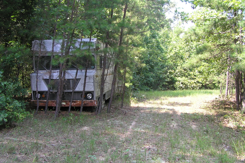 View of the camping vehicle about 40 meters from the confluence.