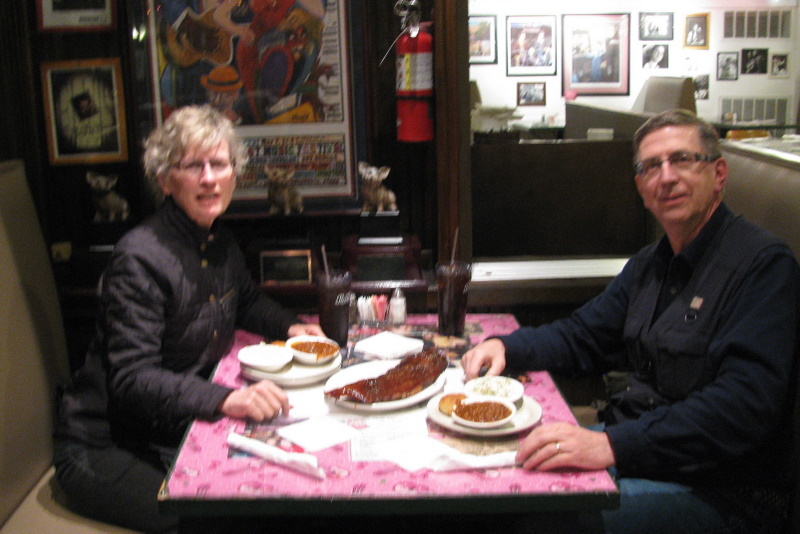 Confluence hunters with Memphis style ribs at Marlowe's.  Marlowe's ribs were featured on the Food Network